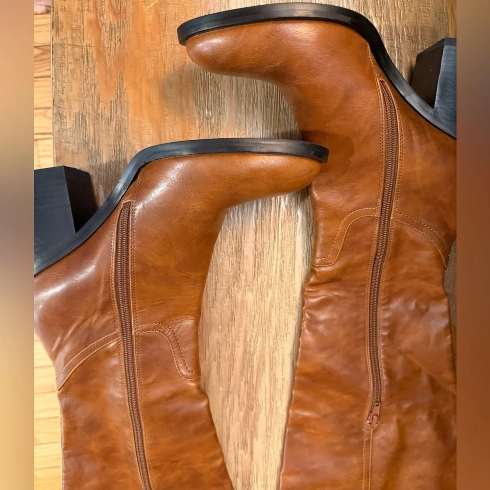 Jeffrey Campbell Woodvale Brown Over Knee Heeled Riding Style Boots